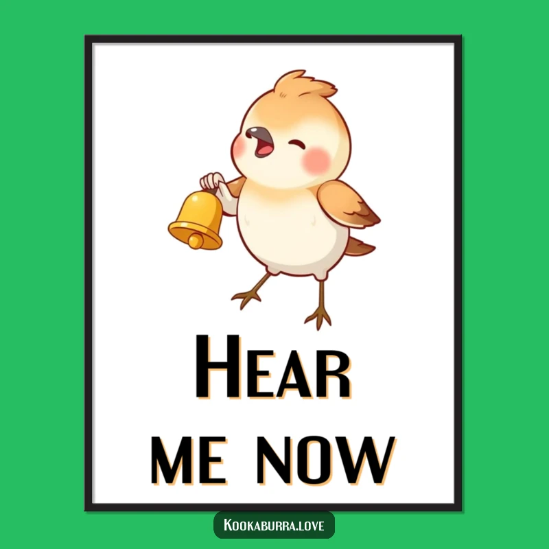 Funny Bird Bell Digital Art: Instant Download of Humorous, Joyful Bird Art