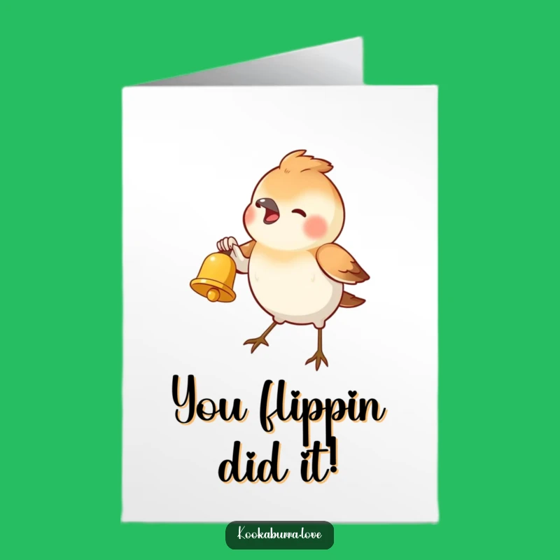 Free Printable Congrats Card: Funny Bell Bird, Instant Downloadable Gift for Big Achievements