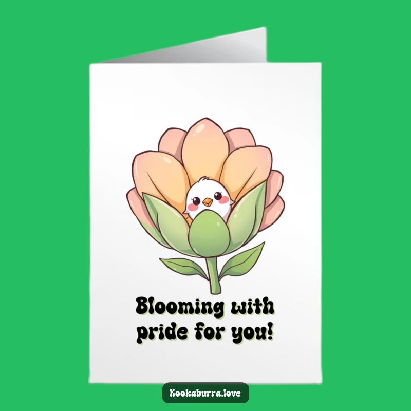 Free Printable Shy Bird Congrats Card: Flower Surprise, Gentle, Downloadable