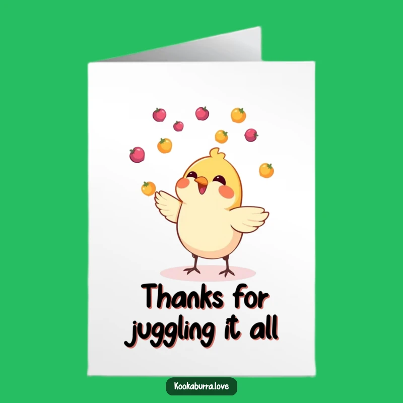 Free Printable Juggling Bird Thank You Card: Berry Thanks, Cheerful, Downloadable