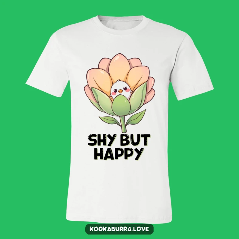 Funny Shy Bird T-Shirt: Subtle Smiles from a Flower